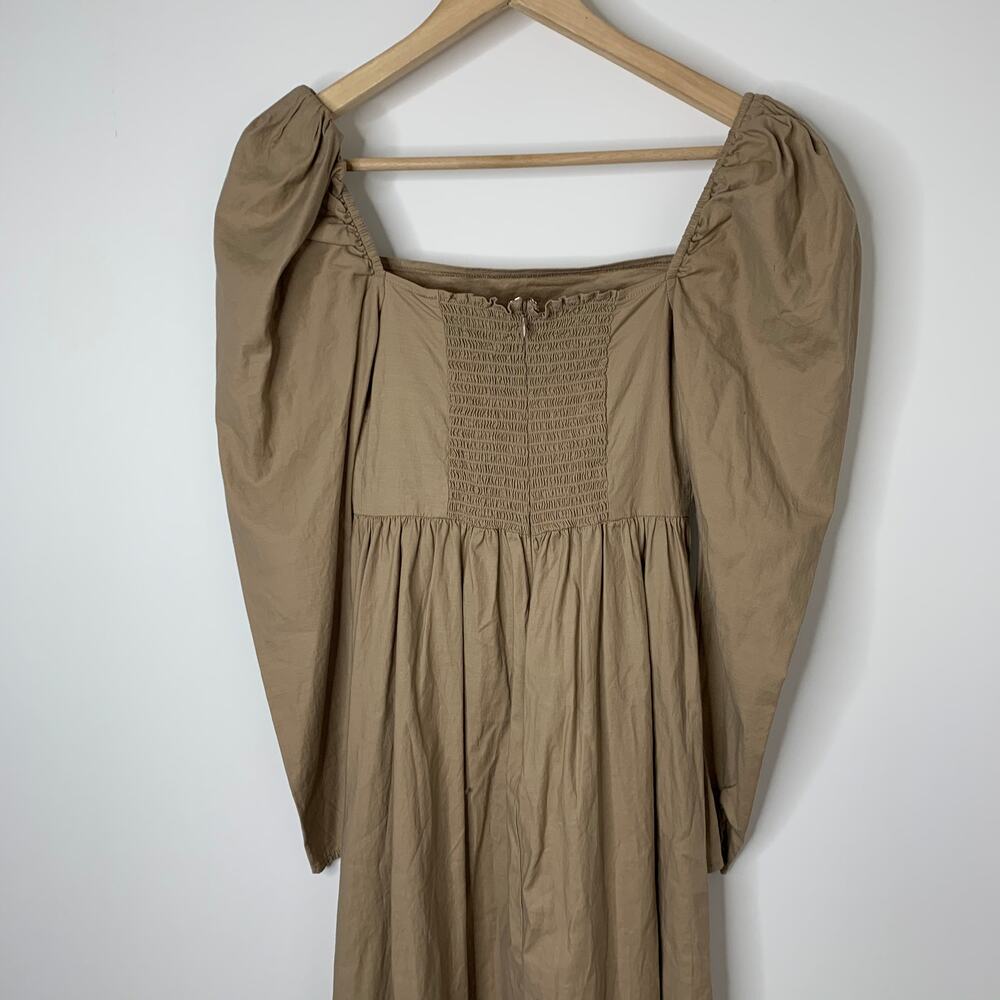 Reformation Luce Long Sleeve Stretch Khaki Midi Dress Womens 0 - Picture 11 of 16